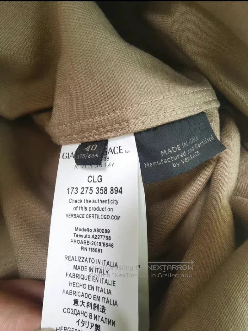 Versace Versace Khaki long-sleeved canvas shirt Size US XL / EU 56 / 4 - 4 Thumbnail