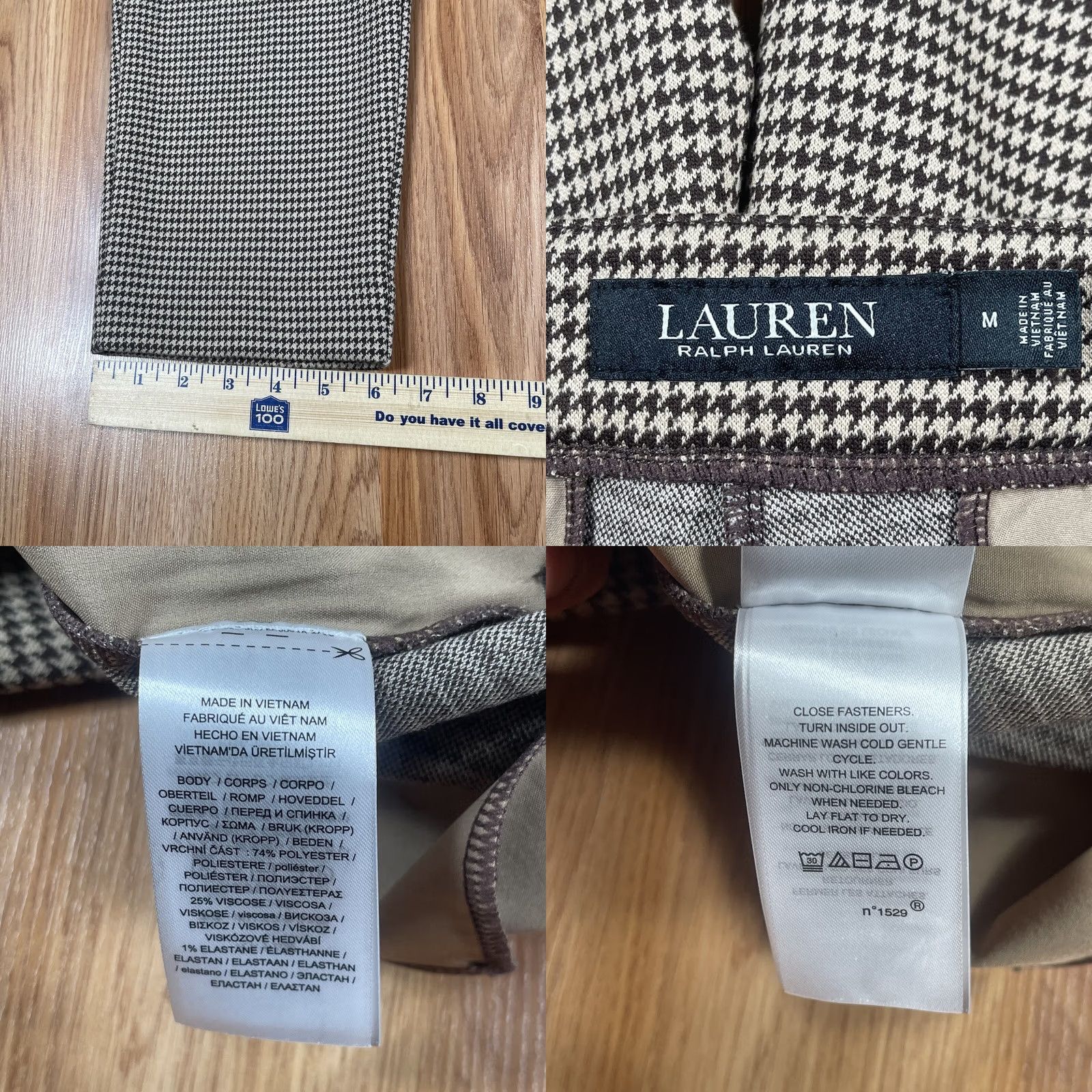 Ralph Lauren Lauren Ralph Lauren Pants Womens M Medium Check Flat Front Chino Dress Slacks Size 32" / US 10 / IT 46 - 9 Thumbnail