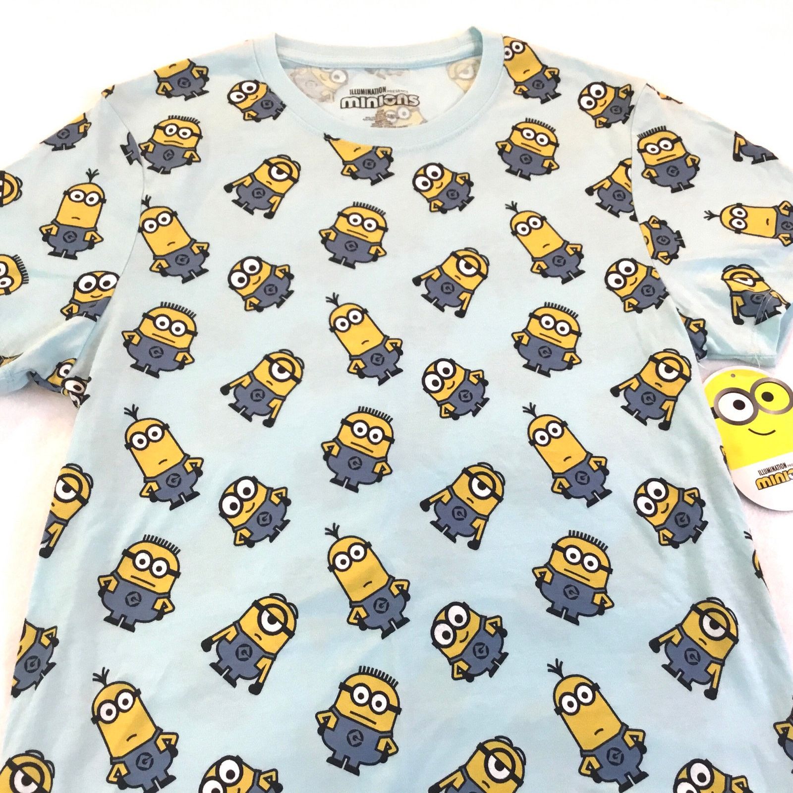 Other Minions T-Shirt Blue Scattered Print Characters Small NWT Size S / US 4 / IT 40 - 2 Thumbnail