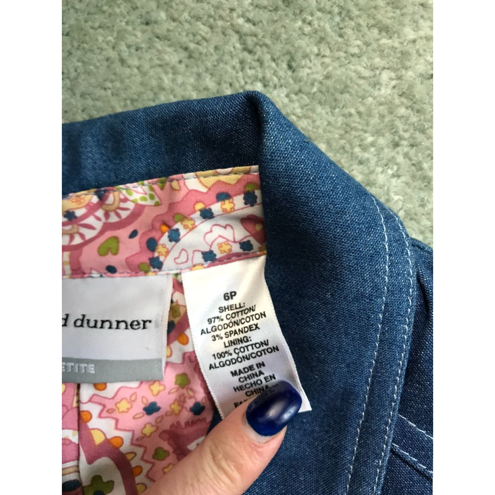 Vintage Alfred Dunner Jacket Women's 6P Petite Blue Jeans Shoulder Pads Coat Mid-Length Zip Cotton Blend Modern Vintage No Size 28" / US 6 / IT 42 - 8 Thumbnail