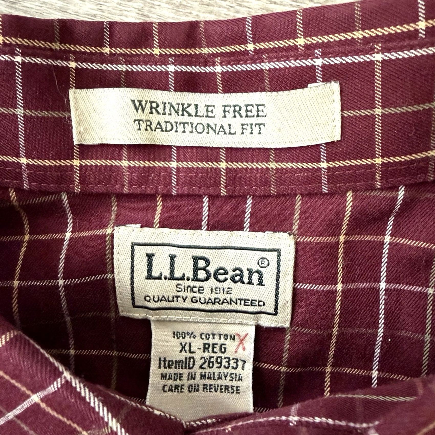Vintage L.L. Bean Shirt Mens XL Wine Check Wrinkle Free Traditional Fit Button-Up Size US XL / EU 56 / 4 - 2 Thumbnail