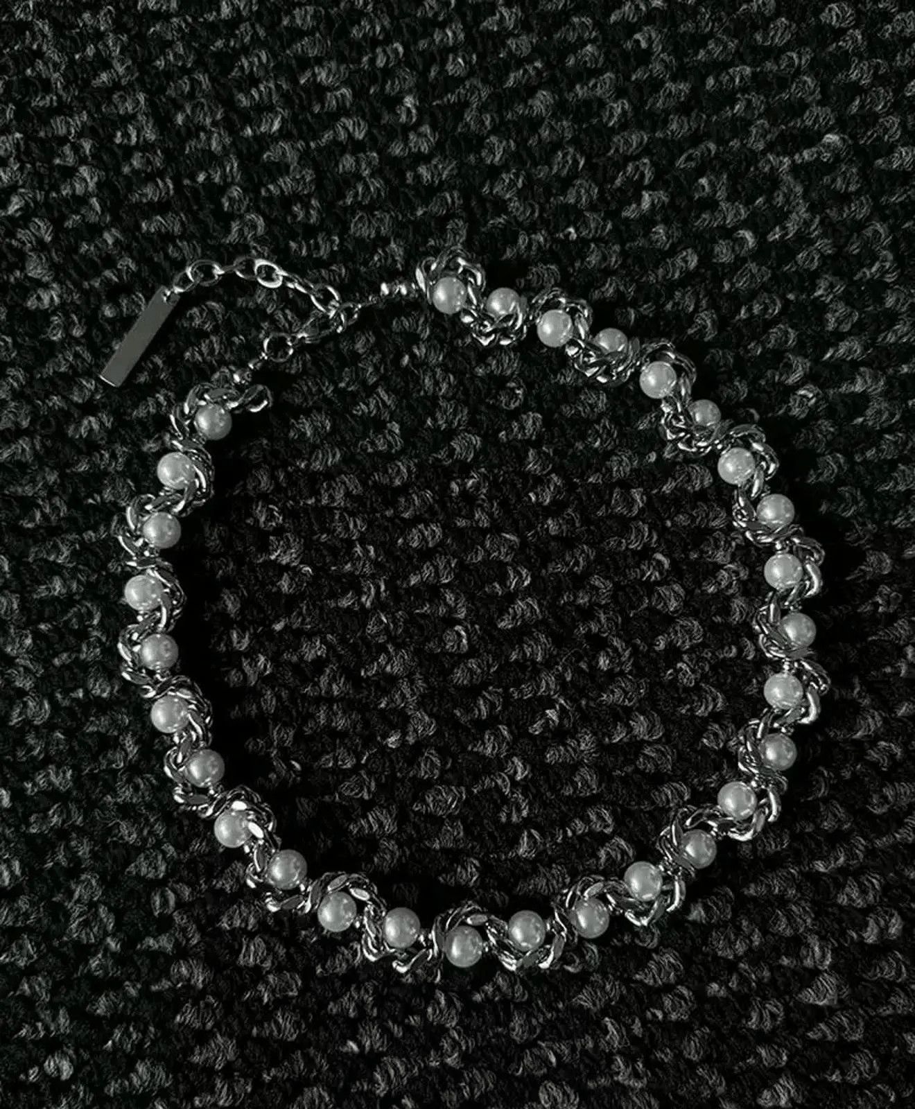 Japanese Brand Silver Chain Pearl Necklace, Chunky Statement Jewelry Size ONE SIZE - 3 Thumbnail