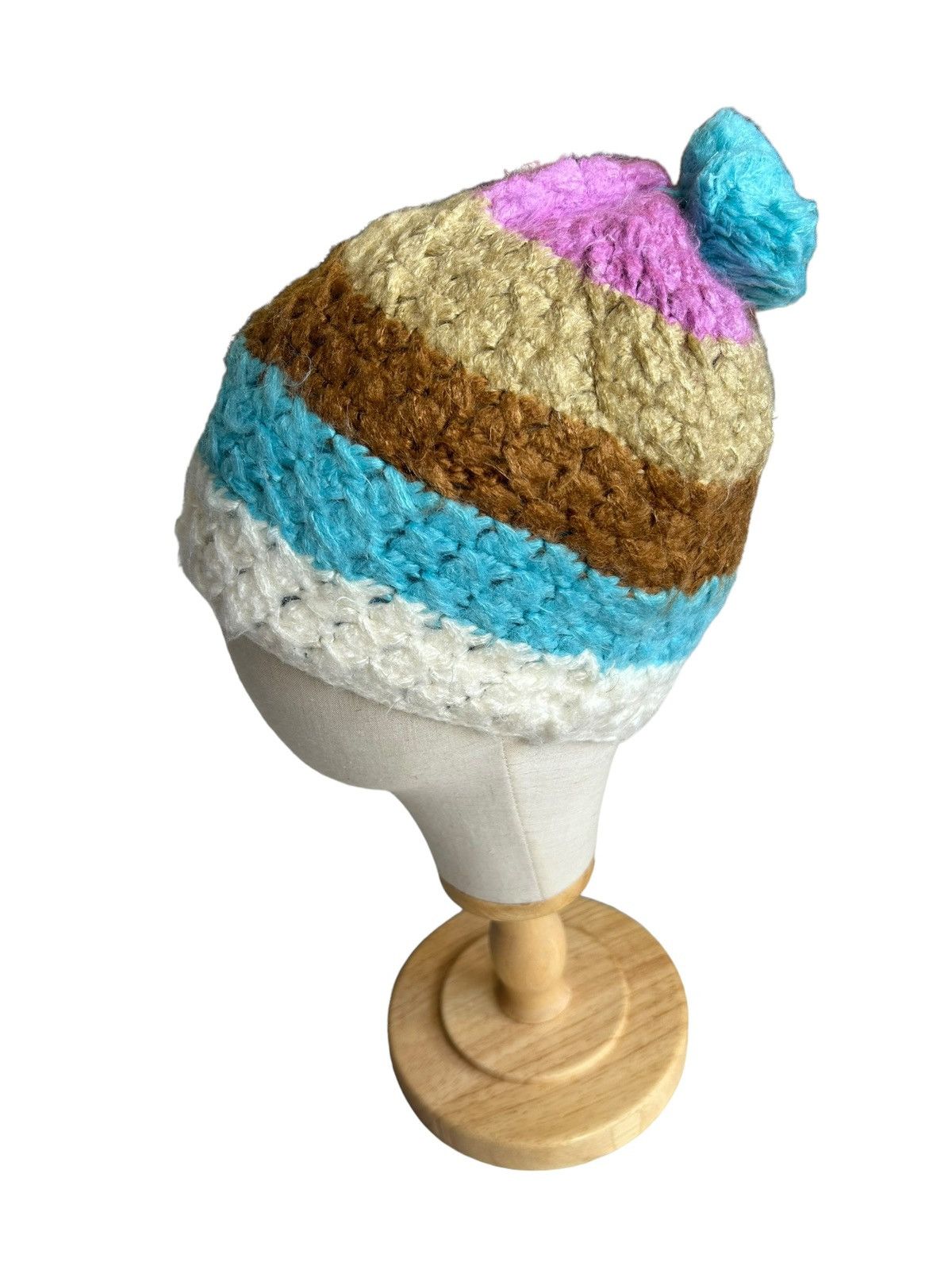 Japanese Brand Crochet Knitted Multicolour Beanie Hats Size ONE SIZE - 4 Thumbnail