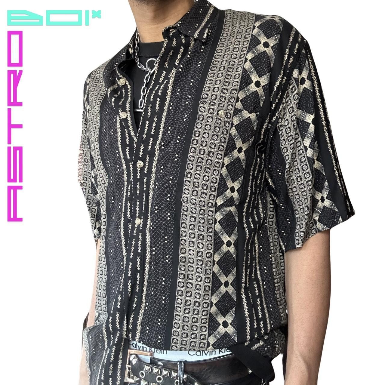 Other Vintage Untied Black Graphic Print Button Up Shirt - Medium Size US M / EU 48-50 / 2 - 2 Thumbnail