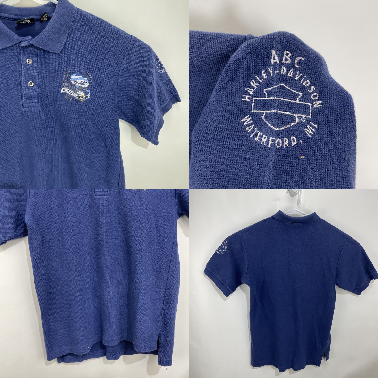 Harley Davidson VINTAGE Harley Davidson Polo Shirt Blue Men's Medium Live to Ride 90s Logo Embroidered USA Polo Shirt Size US M / EU 48-50 / 2 - 8 Thumbnail