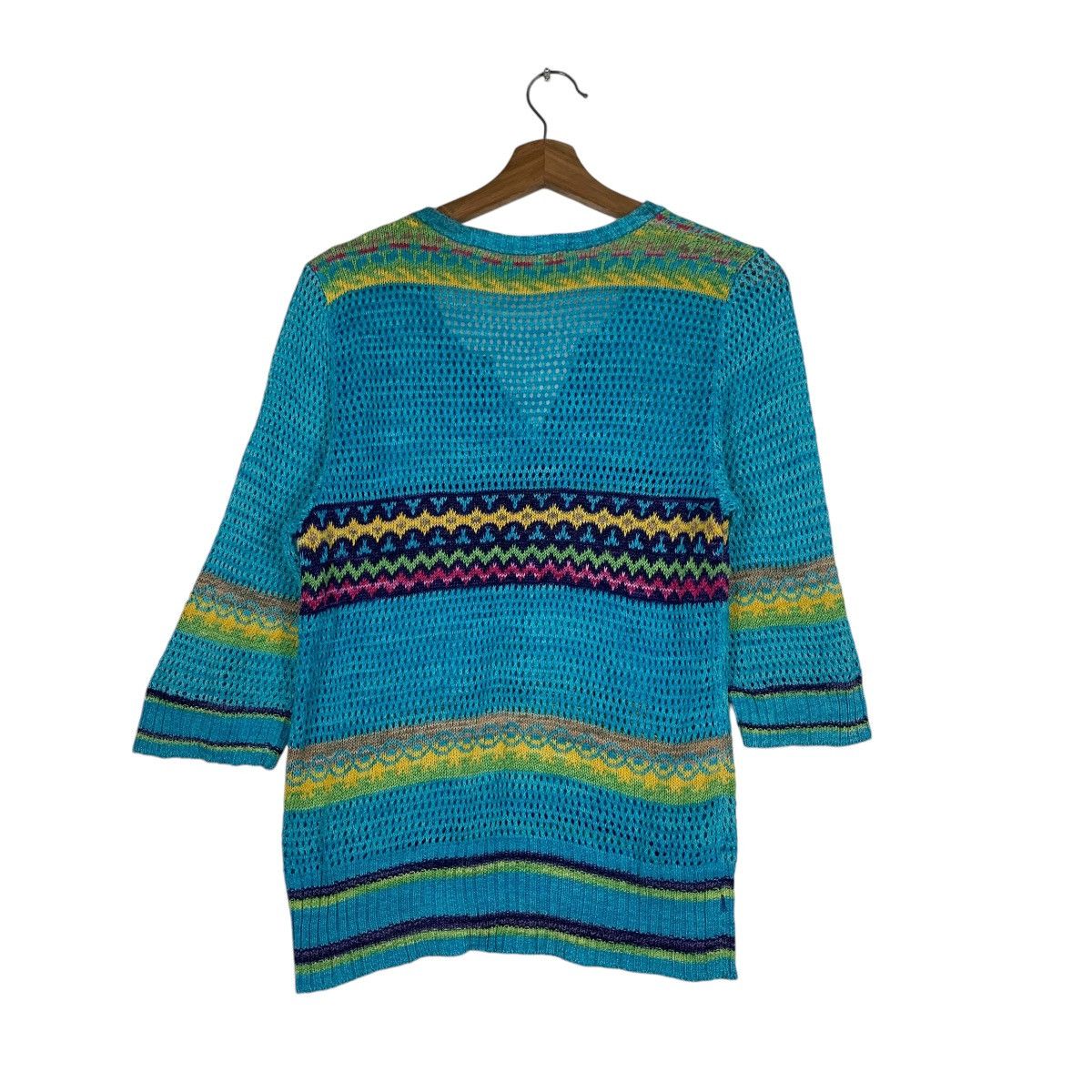 Handmade MORIOKA SACHIKO 3q Sleeve Mesh Knitwear Handmade #1222-C55 Size US M / EU 48-50 / 2 - 8 Thumbnail