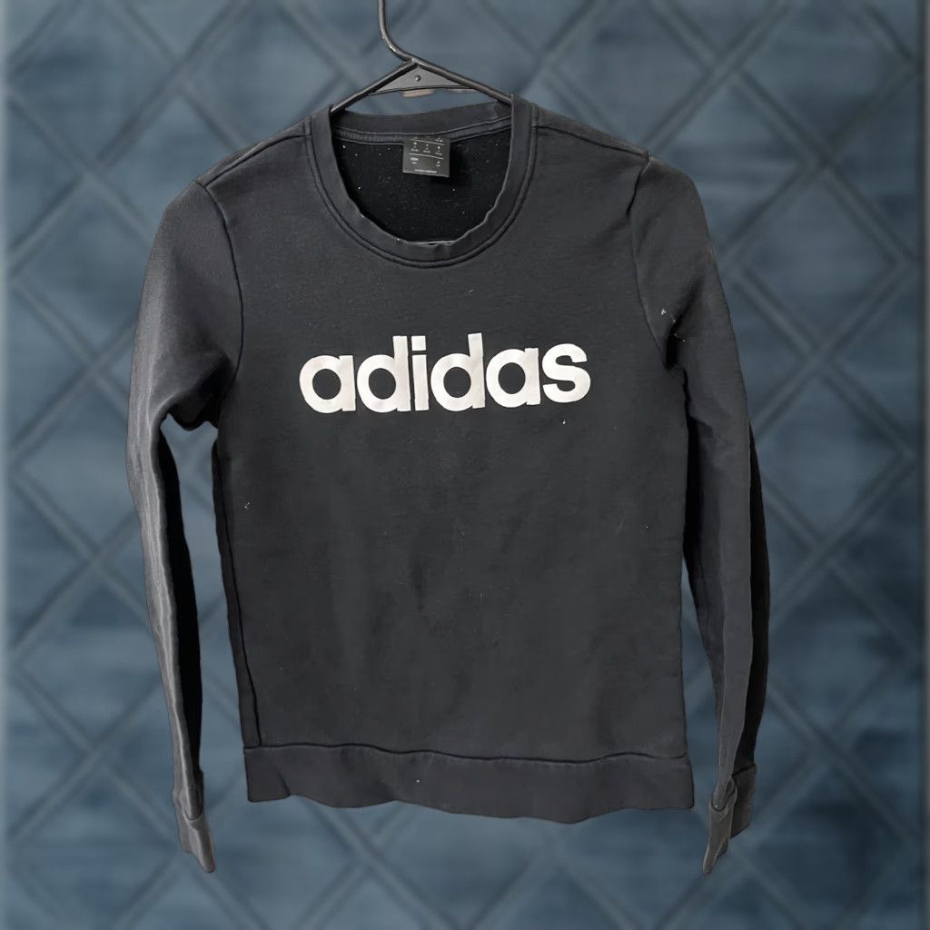 Adidas Adidas Sweatshirt Size Small Women’s Black Logo Pullover Knit Cotton Fleece Crew Neck Long Sleeve Regular Size S / US 4 / IT 40 - 1 Thumbnail