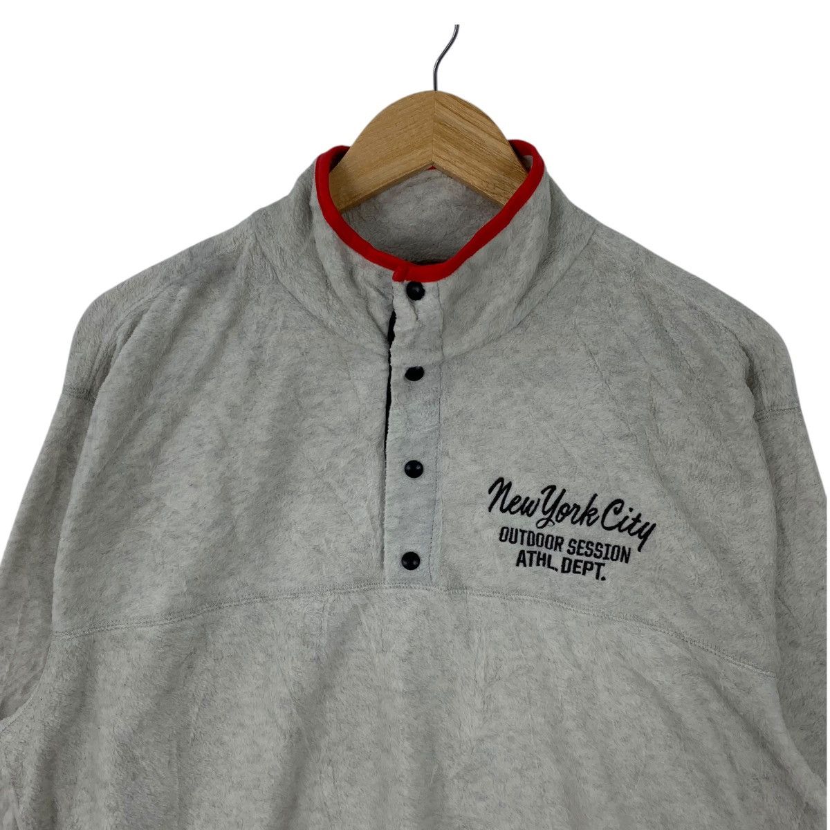 Vintage Vintage NEW YORK CITY Athletic Fleece Half Button Sweatshirt Size US L / EU 52-54 / 3 - 3 Thumbnail