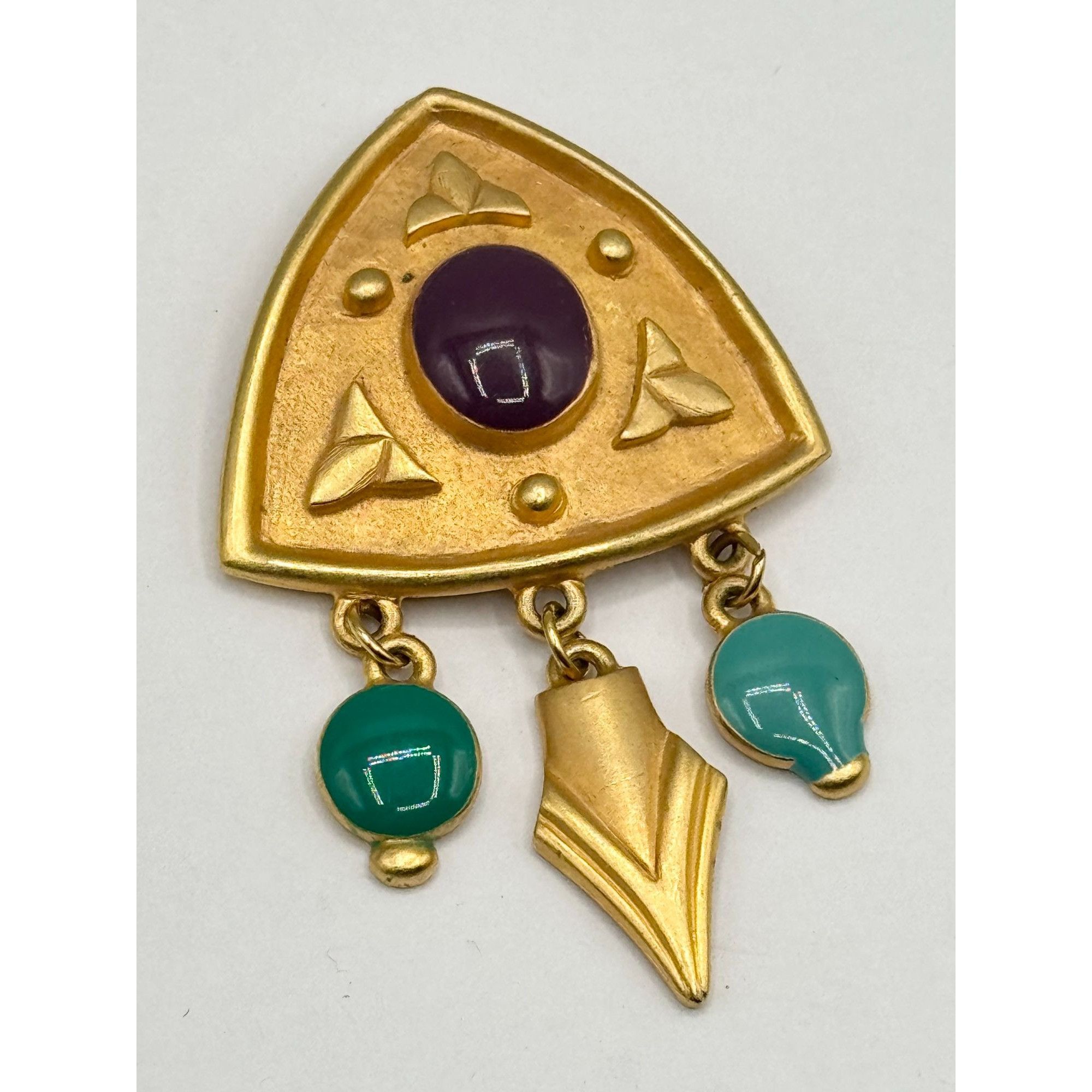 Vintage Vintage enamel gold charm brooch pin Size ONE SIZE - 2 Thumbnail