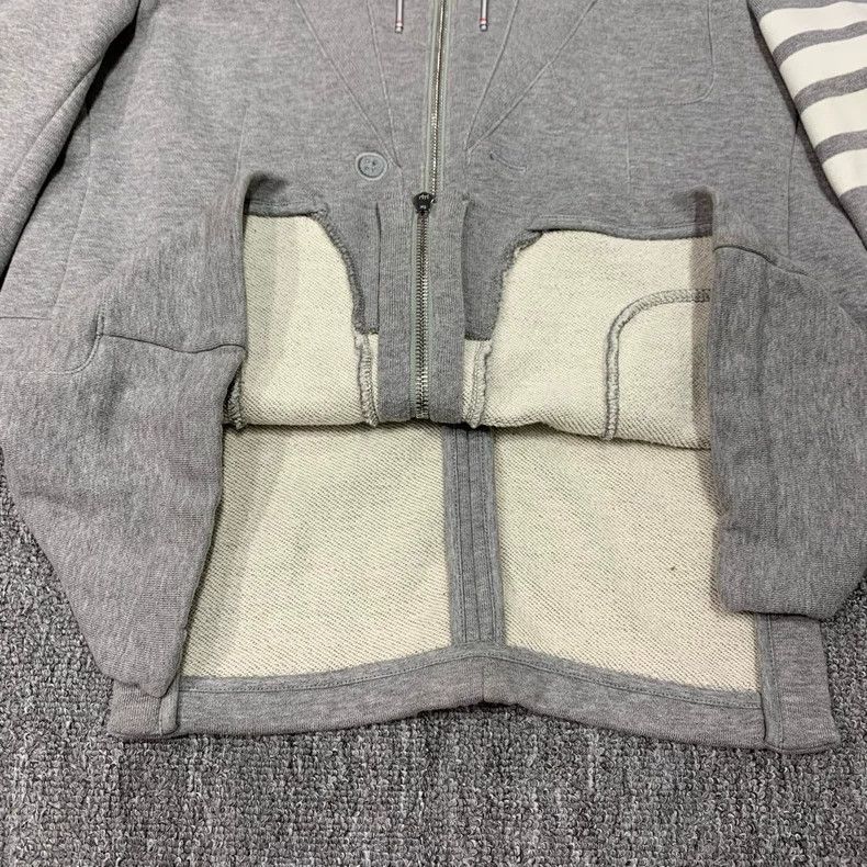 Thom Browne Thom Browne Gray four-striped suit zipper jacket 2506-Nexta Size US S / EU 44-46 / 1 - 8 Thumbnail