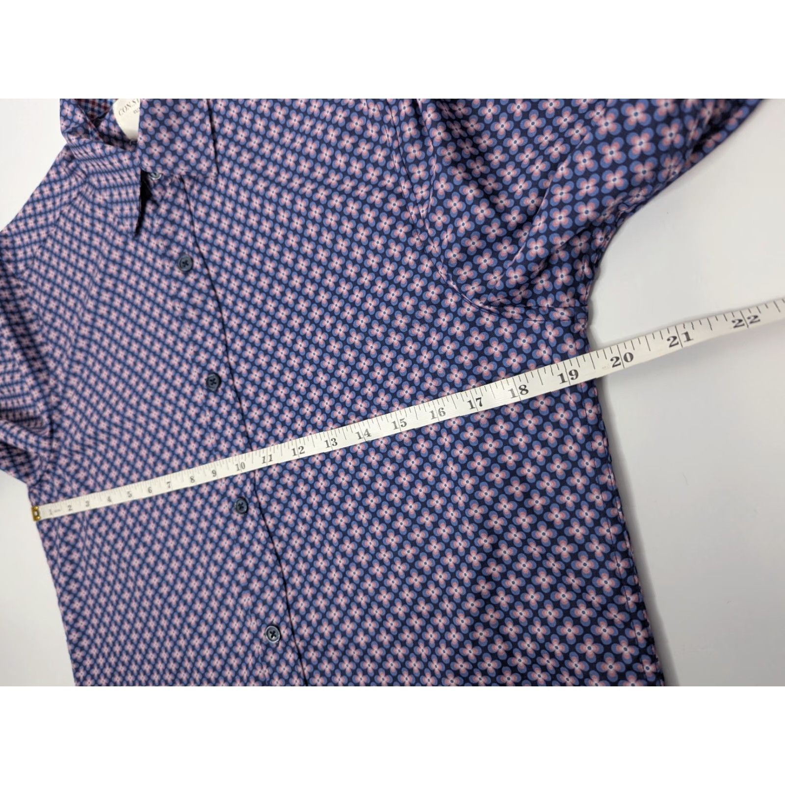 Vintage Con.struct Shirt Slim Fit Purple Floral 4 Way Stretch Flip Cuffs L/S Size Small Size US S / EU 44-46 / 1 - 7 Thumbnail