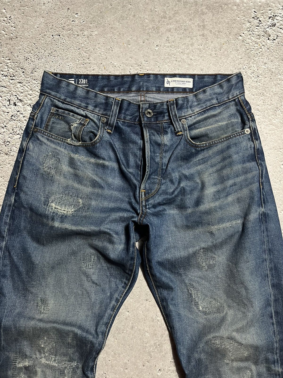 G-Star × Japanese Brand G Star Distressed Restored Denim Jeans Pants Size US 31 - 2 Thumbnail