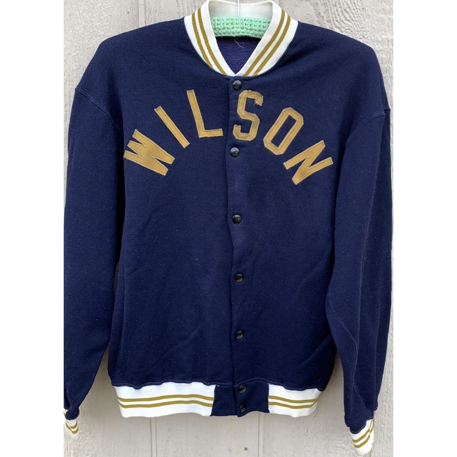 Wilson vintage Russell jacket snap front WILSON on front 50s 1950s size M blue sportswear/Beach Mens/Adult? Size US M / EU 48-50 / 2 - 6 Thumbnail