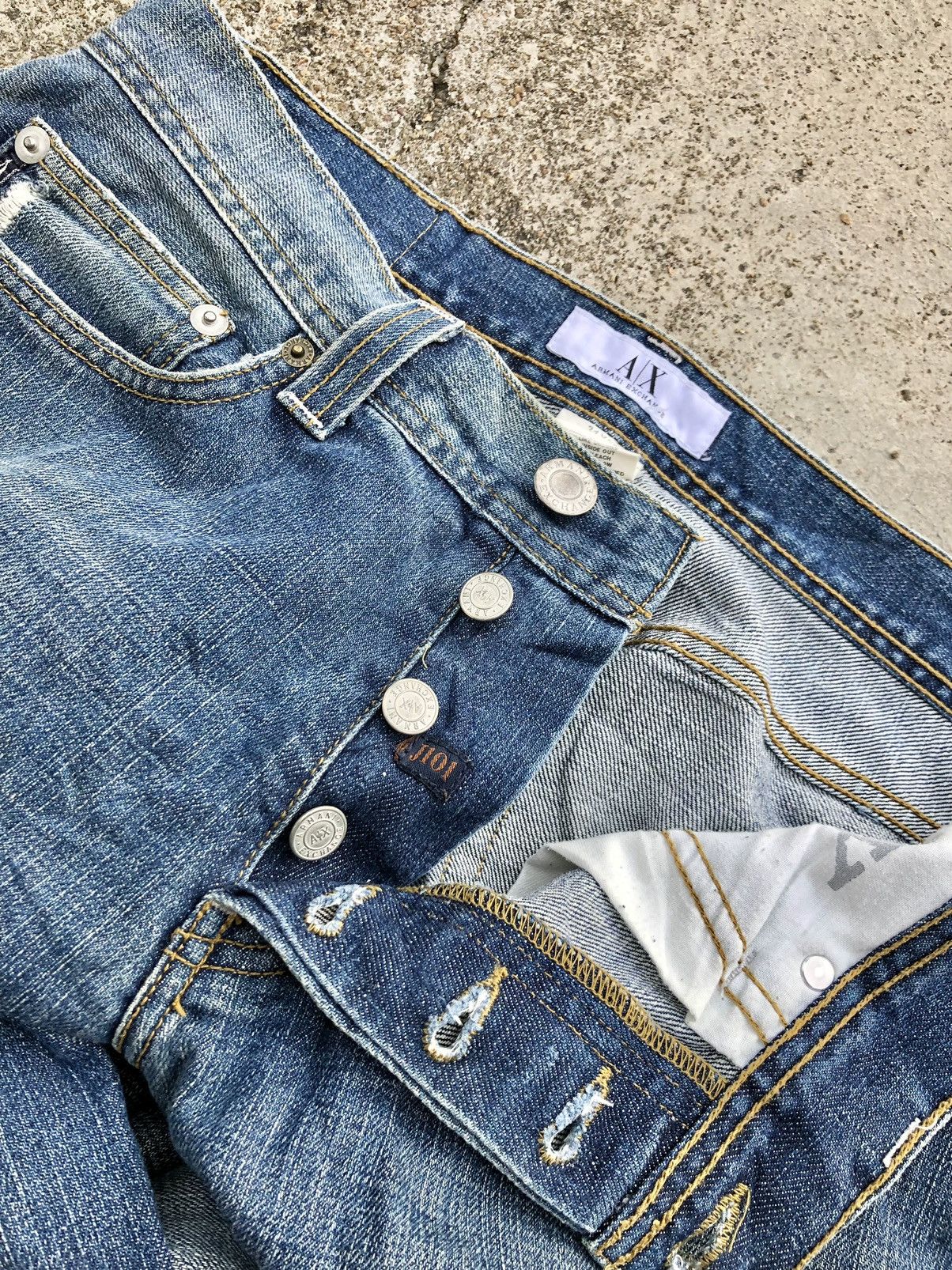Armani Exchange FLARED BUTTON FLY WASHED BLUE DENIM Size US 31 - 3 Thumbnail