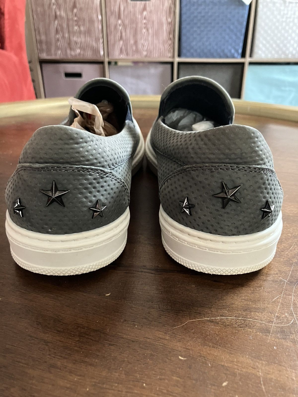 Jimmy Choo Jimmy Choo Grey/Green Skater Suede Leather Slip on Sneakers Size US 10.5 / IT 40.5 - 5 Thumbnail