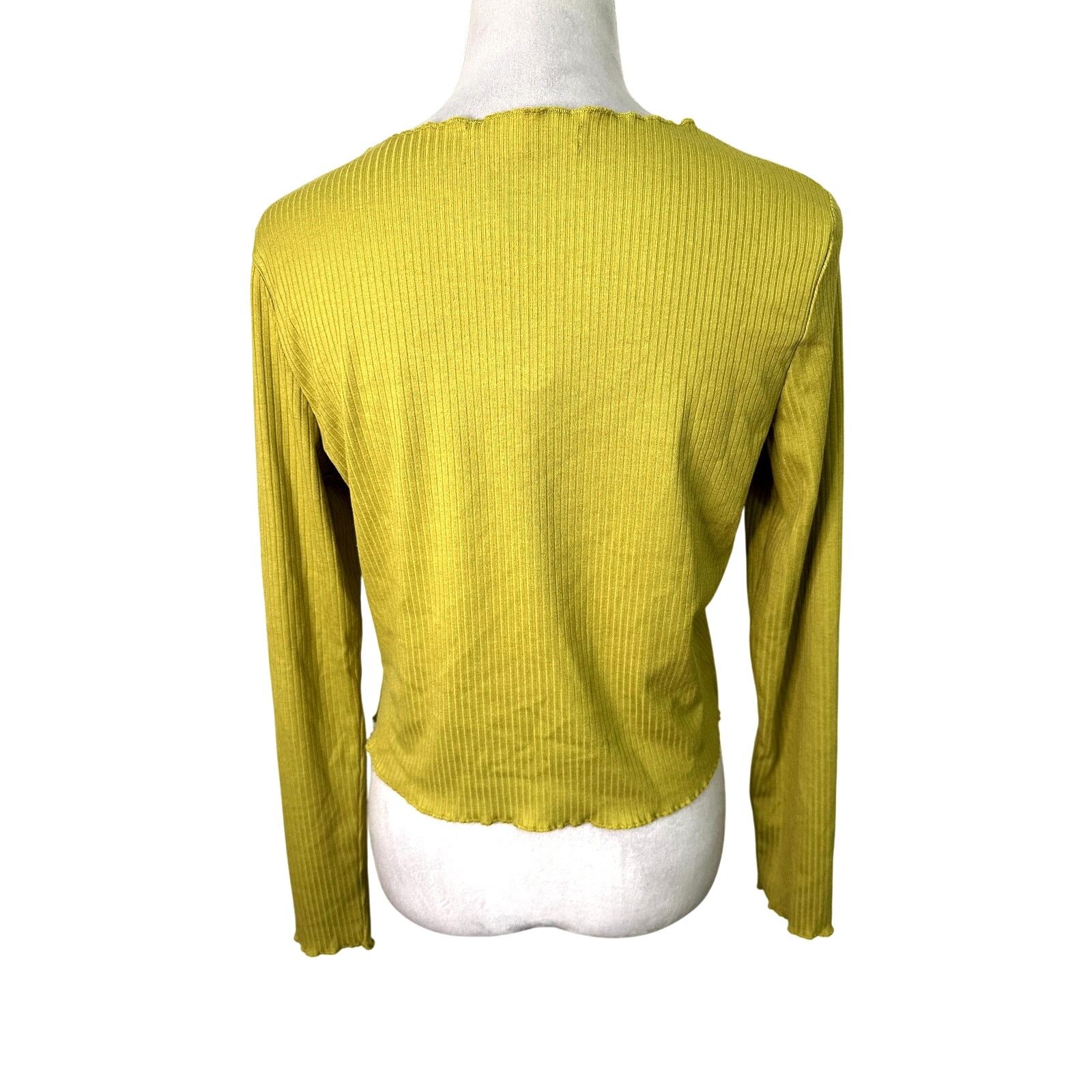 Other Elodie Cardigan Sweater Tie Ribbed Cropped Length Yellow L Size L / US 10 / IT 46 - 4 Thumbnail
