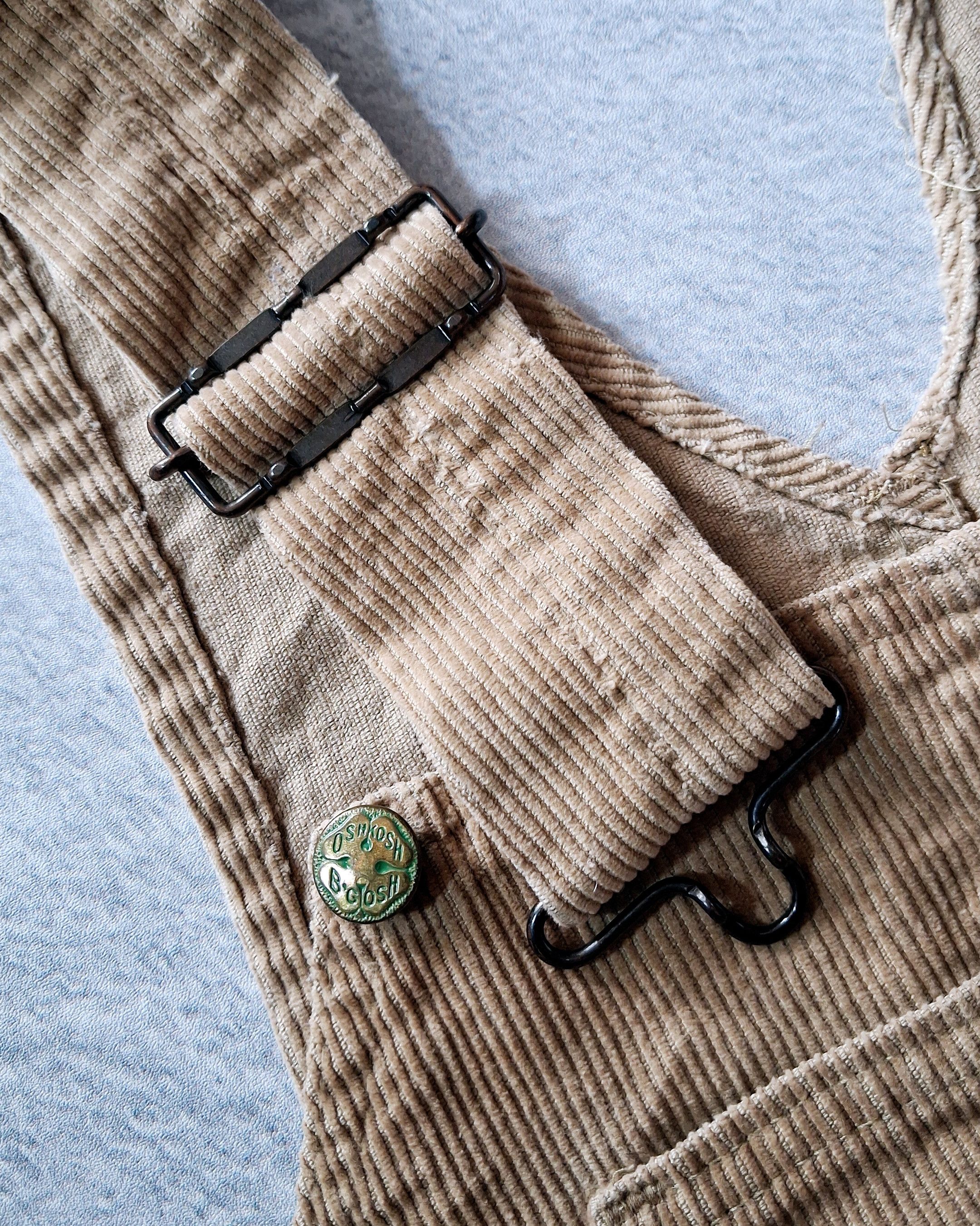Oshkosh OSHKOSH BGOSH VESTBAK GREEN BRASS BUTTON CORDUROY OVERALLS Size US 37 - 6 Thumbnail