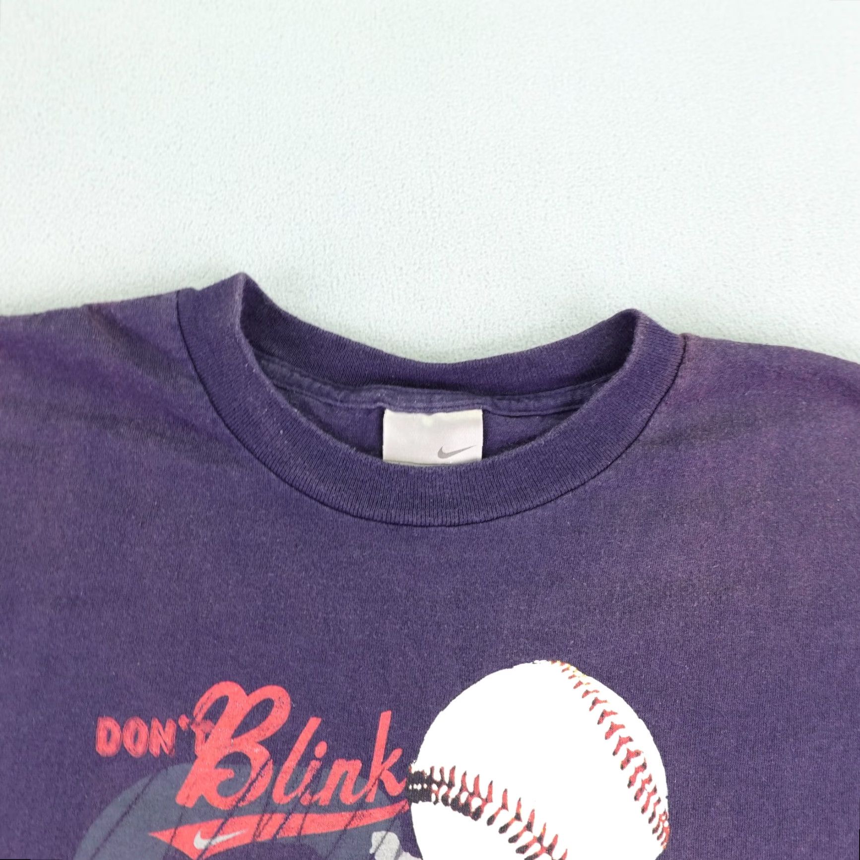 VINTAGE Nike Shirt Mens 2XL Blue 99 MPH Fast Ball Pitch Baseball Y2K Tee Shirt
