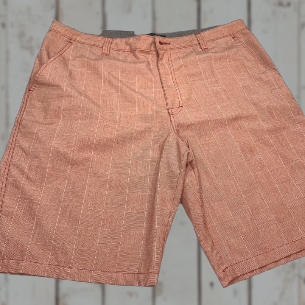 O'Neill O’NEILL Red Plaid Shorts Mens 38 Chino Logo Pocket Polyester Viscose 11” Inseam High Rise Size US 38 / EU 54 - 1 Thumbnail