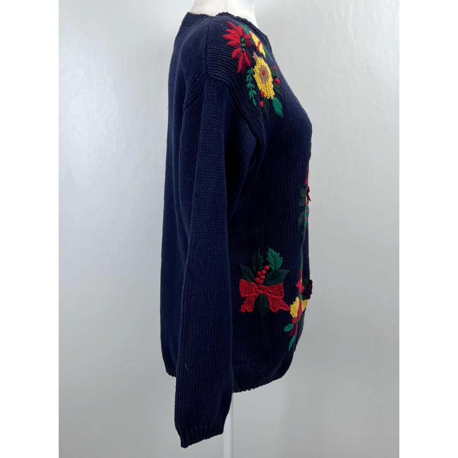 Vintage VINTAGE Bryn Connelly Christmas Sweater Shirt Women’s Small Navy 1980s Deadstock Ramie Blend NWT NOS Christmas Party Women Size S / US 4 / IT 40 - 4 Thumbnail