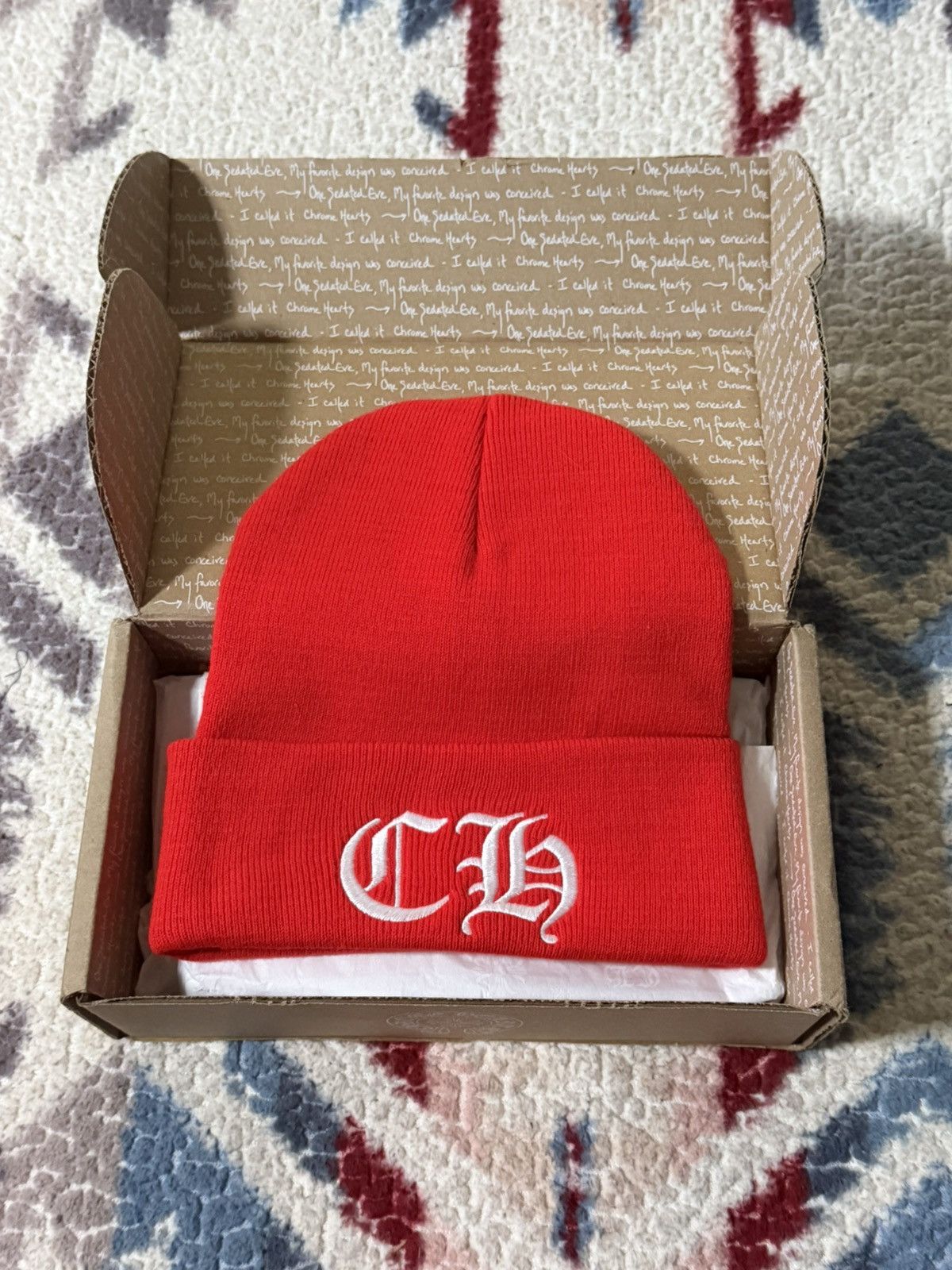 Chrome Hearts Luxury Red Brand New chrome hearts CH Spellout Beanie rare Size ONE SIZE - 4 Thumbnail