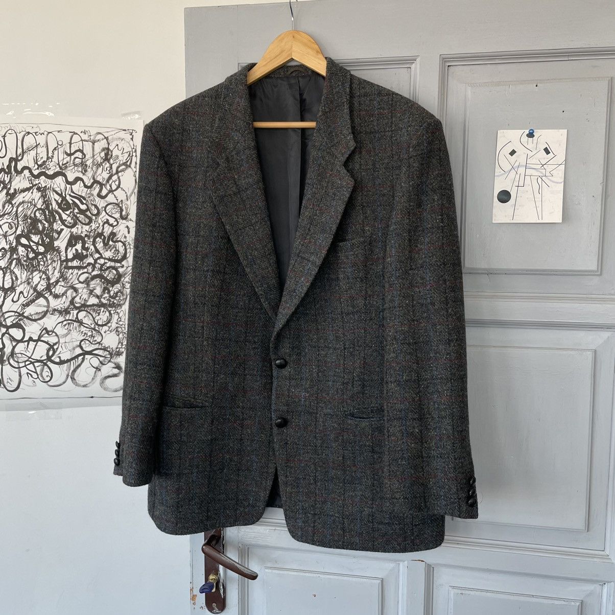 Designer × Harris Tweed Vintage Harrys Tweed Blazer Jacket like Boglioli Burberry Size 48L - 2 Thumbnail