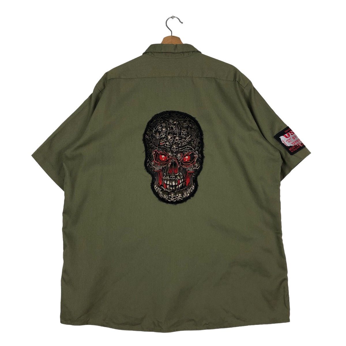 🔥Vintage Work Shirt Bowling Dickies Skeleton Big Logo