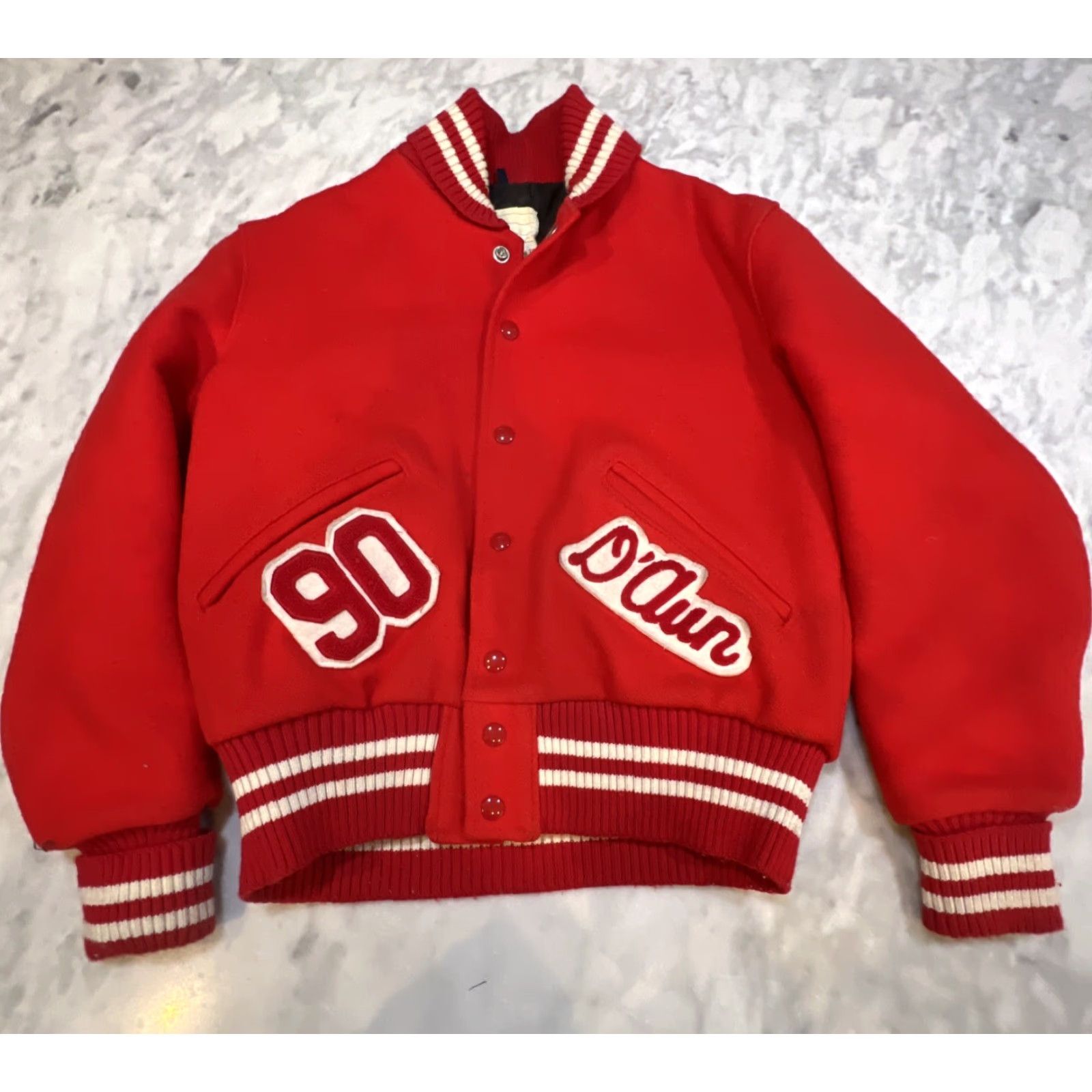 Paradise VINTAGE DeLong Paradise Valley Phoenix Trojans Varsity Coat Size 36 Wool USA Jacket/Coat Red Patches Short Stand-Up Collar Mens Varsity Jacket Size US XXS / EU 40 - 4 Thumbnail