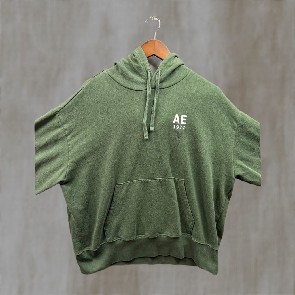 Vintage American Eagle Hoodie Mens Green Graphic Sleeve Logo Pullover M Medium Kangaroo Pockets Hooded Size US M / EU 48-50 / 2 - 1 Thumbnail
