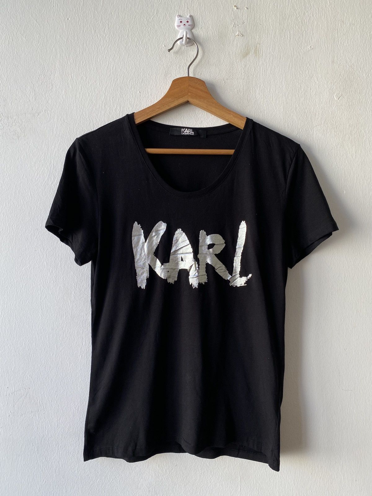 Karl Lagerfeld 2000s - Karl Lagerfeld Logo Black T Shirt Size S / US 4 / IT 40 - 3 Thumbnail