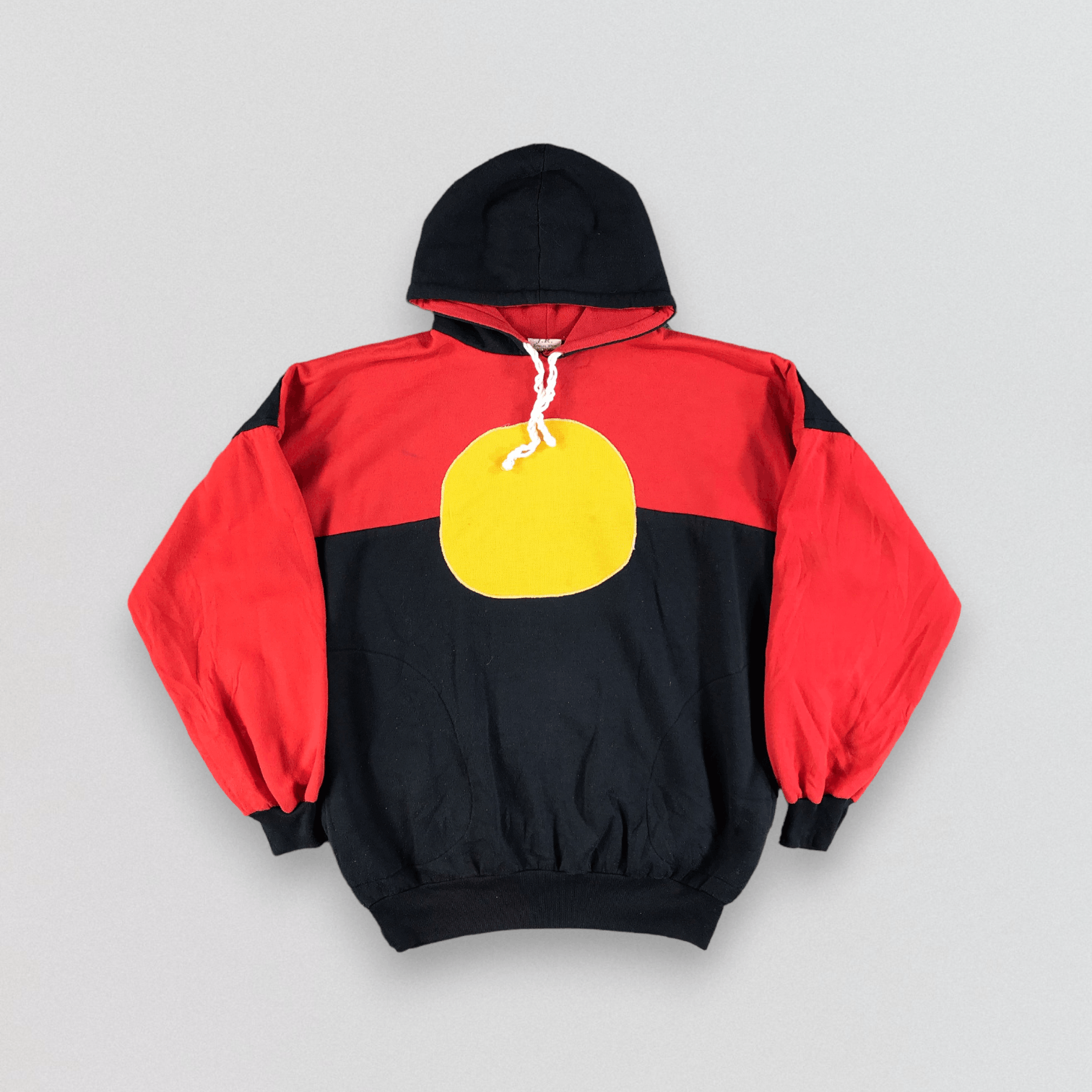 image of Vintage Two Tone Hoodie Sweater in Red/Black, Men's (Size Large)