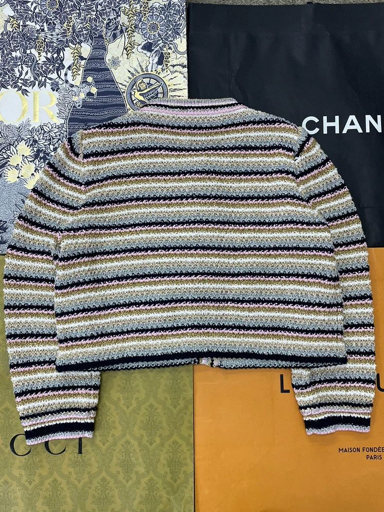 Other chanel 24P colour-blocked striped diamond buckle knitted c Size S / US 4 / IT 40 - 3 Thumbnail