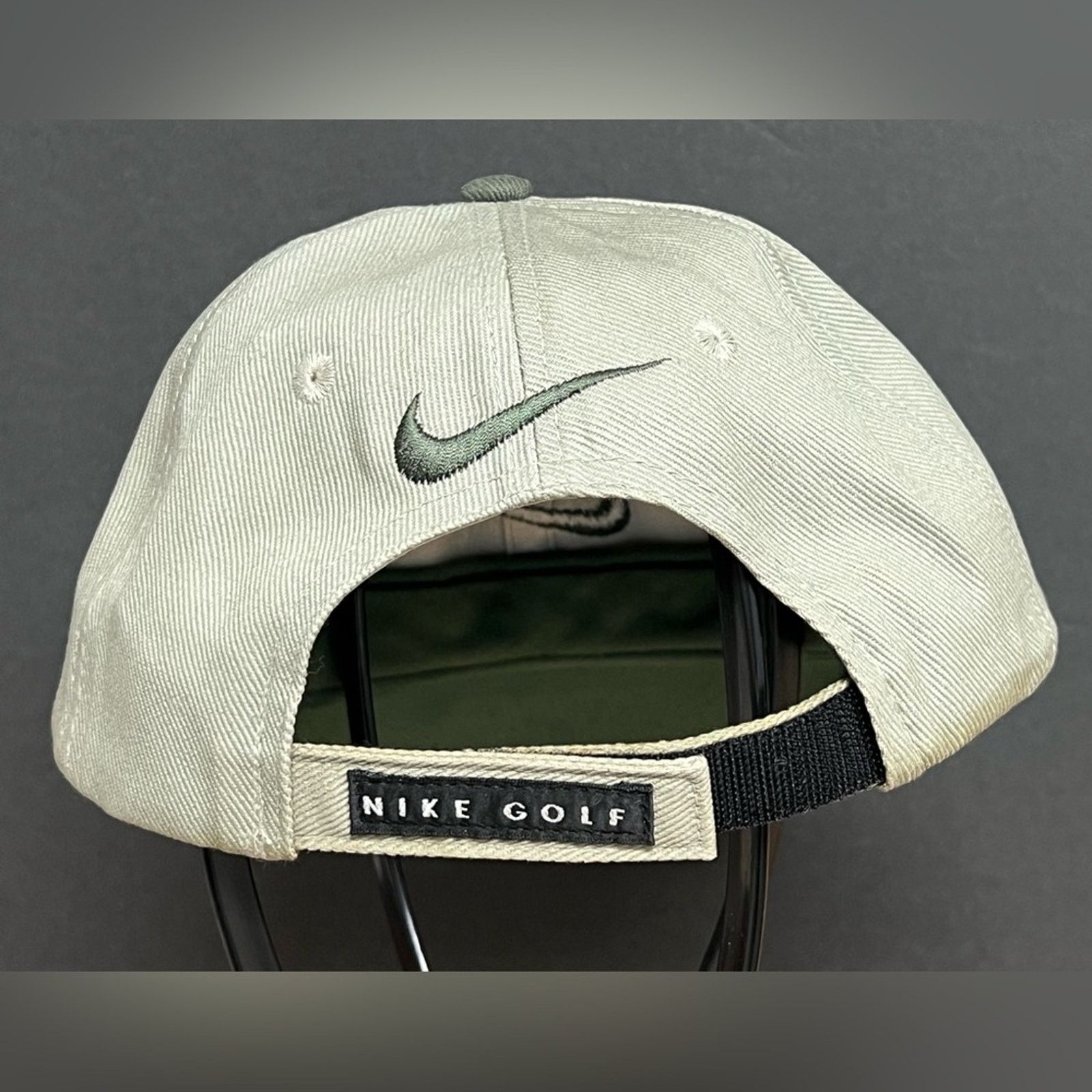Nike NIKE Strapback Hat VTG Olive Beige Center Swoosh Golf Cap Size ONE SIZE - 4 Thumbnail