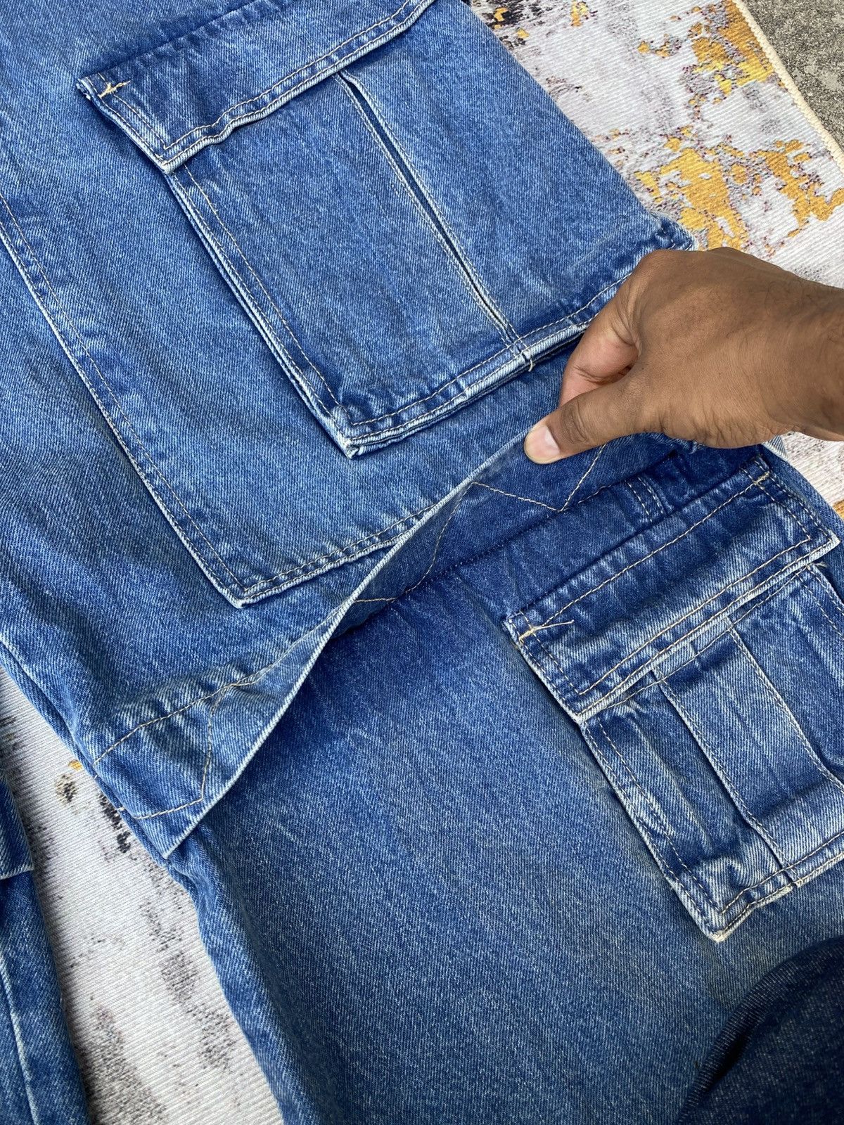 If Six Was Nine 🔥 Super Sick🔥 ZARA Baggy Denim Cargo Trousers Utility Pocket Size US 35 - 6 Thumbnail