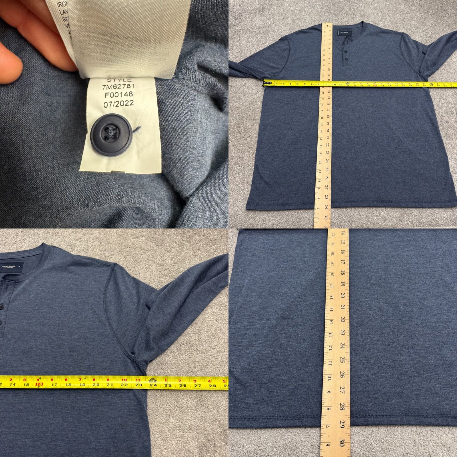 Lucky Brand Lucky Brand T-Shirt Mens XL Long Sleeve Henley Navy Blue Casual Stretch Tee Size US XL / EU 56 / 4 - 8 Thumbnail