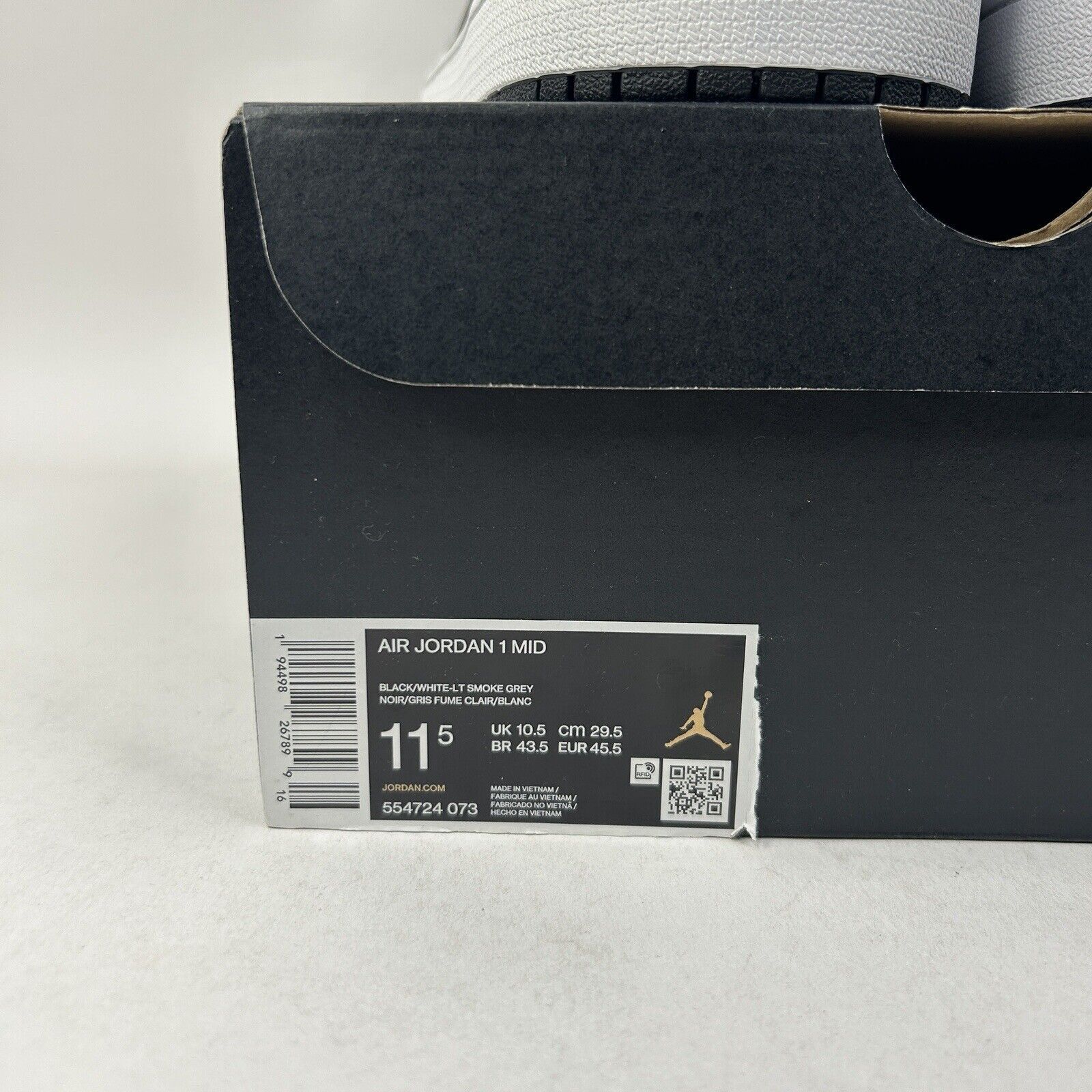 Nike Nike Air Jordan 1 Mid Retro “White Shadow/Light Smoke Grey” Size US 11.5 / EU 44-45 - 5 Thumbnail