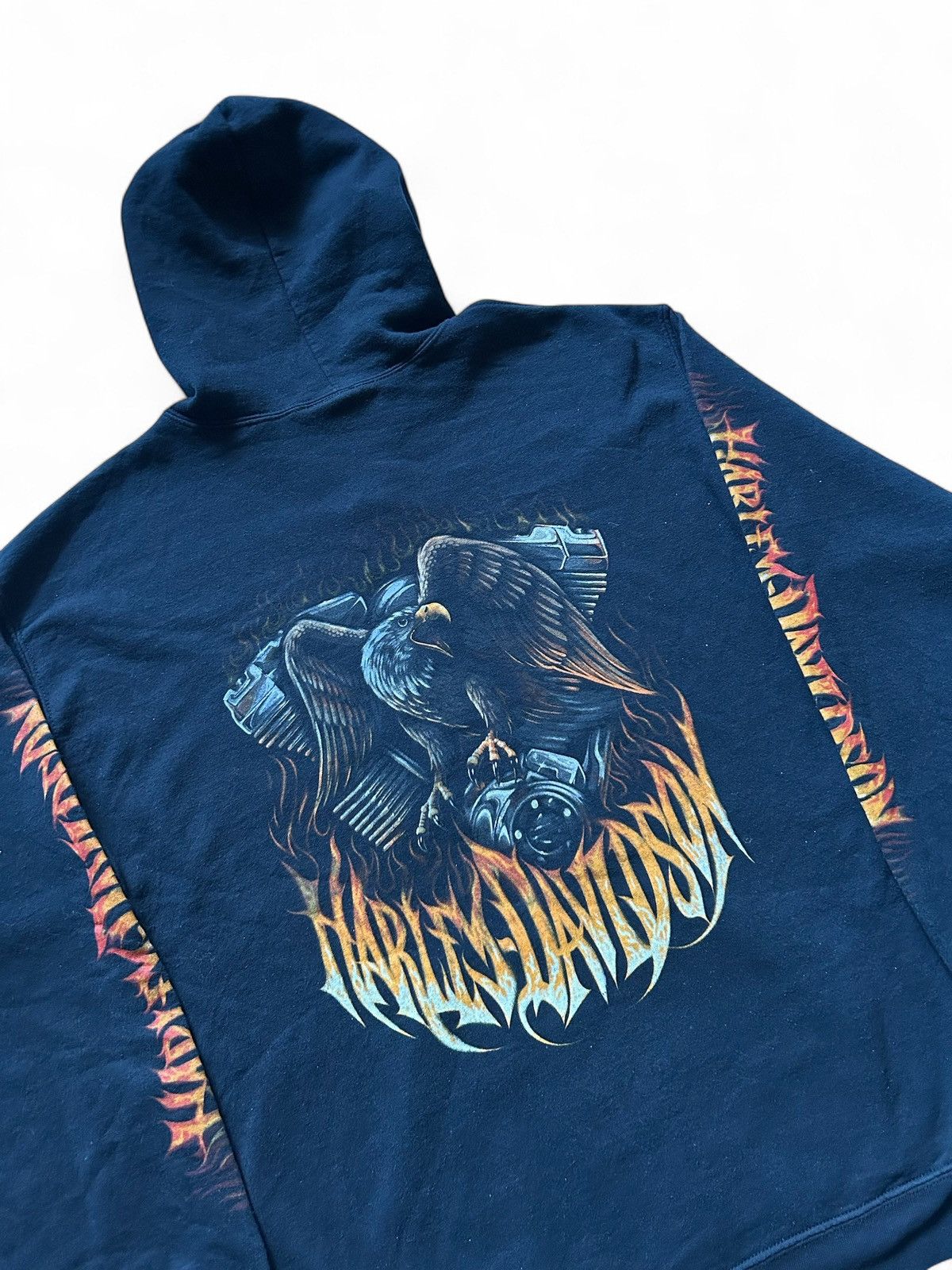 Harley Davidson Vintage Harley Davidson Zip Up Hoodie Flame Sleeve Size US L / EU 52-54 / 3 - 4 Thumbnail