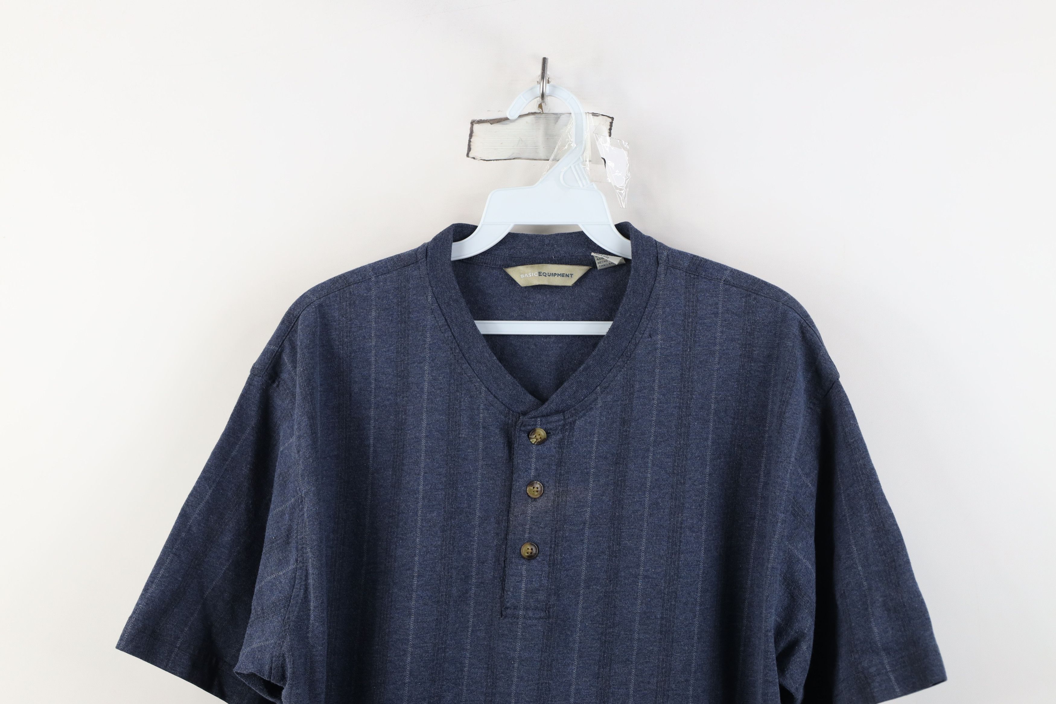 Vintage Vintage 90s Streetwear Striped Short Sleeve Henley T-Shirt Size US L / EU 52-54 / 3 - 2 Thumbnail