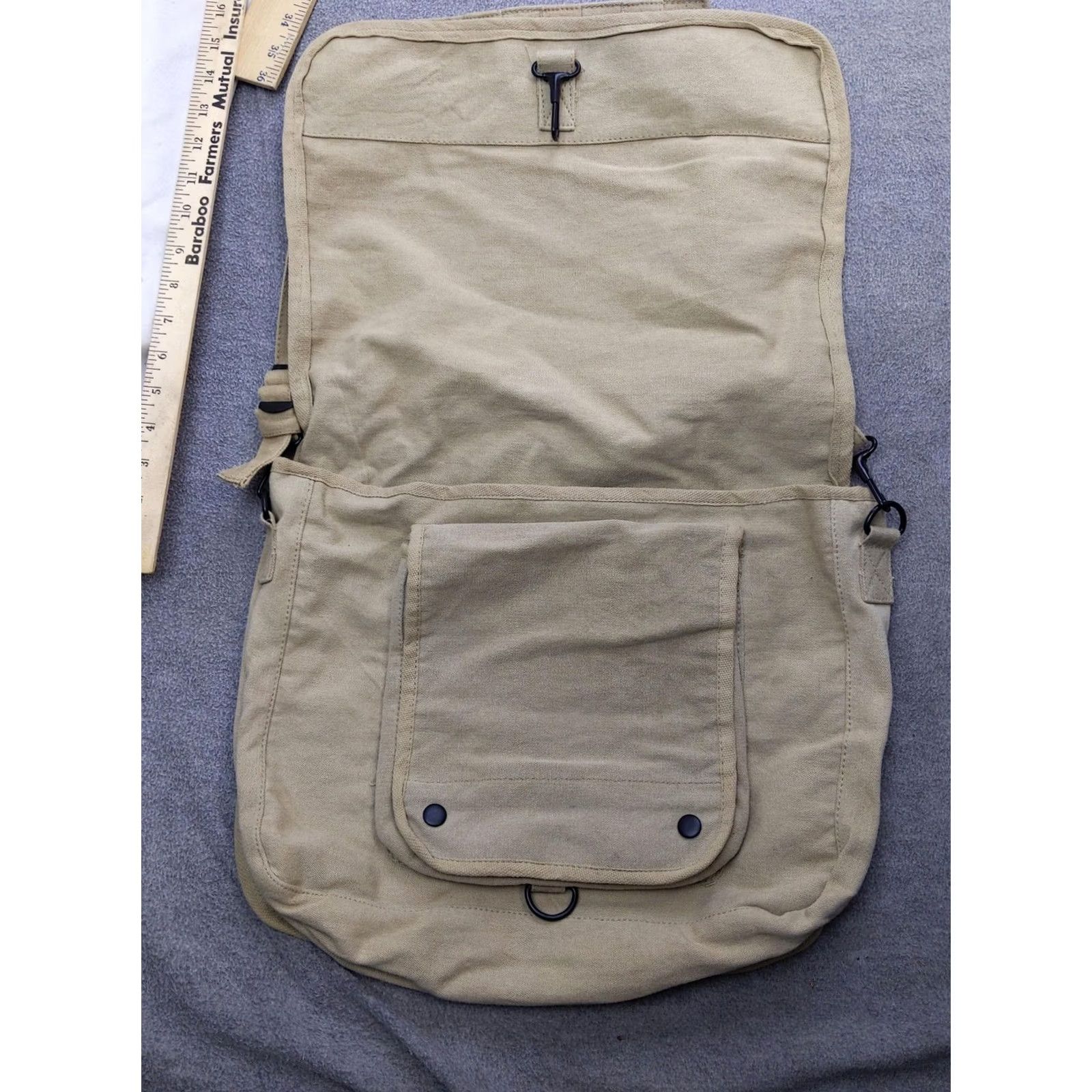 Vintage Unbranded Penny Farthing Bicycle Canvas Messenger Bag Unisex Large Beige Tan Transportation Bag Size ONE SIZE - 3 Thumbnail