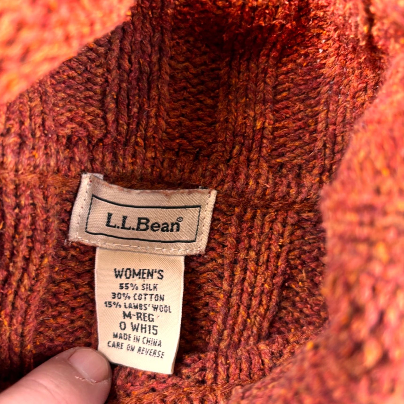 Vintage LL Bean Sweater Womens M Burnt Orange Ribbed Silk Wool Blend Turtleneck Pullover Size M / US 6-8 / IT 42-44 - 3 Thumbnail