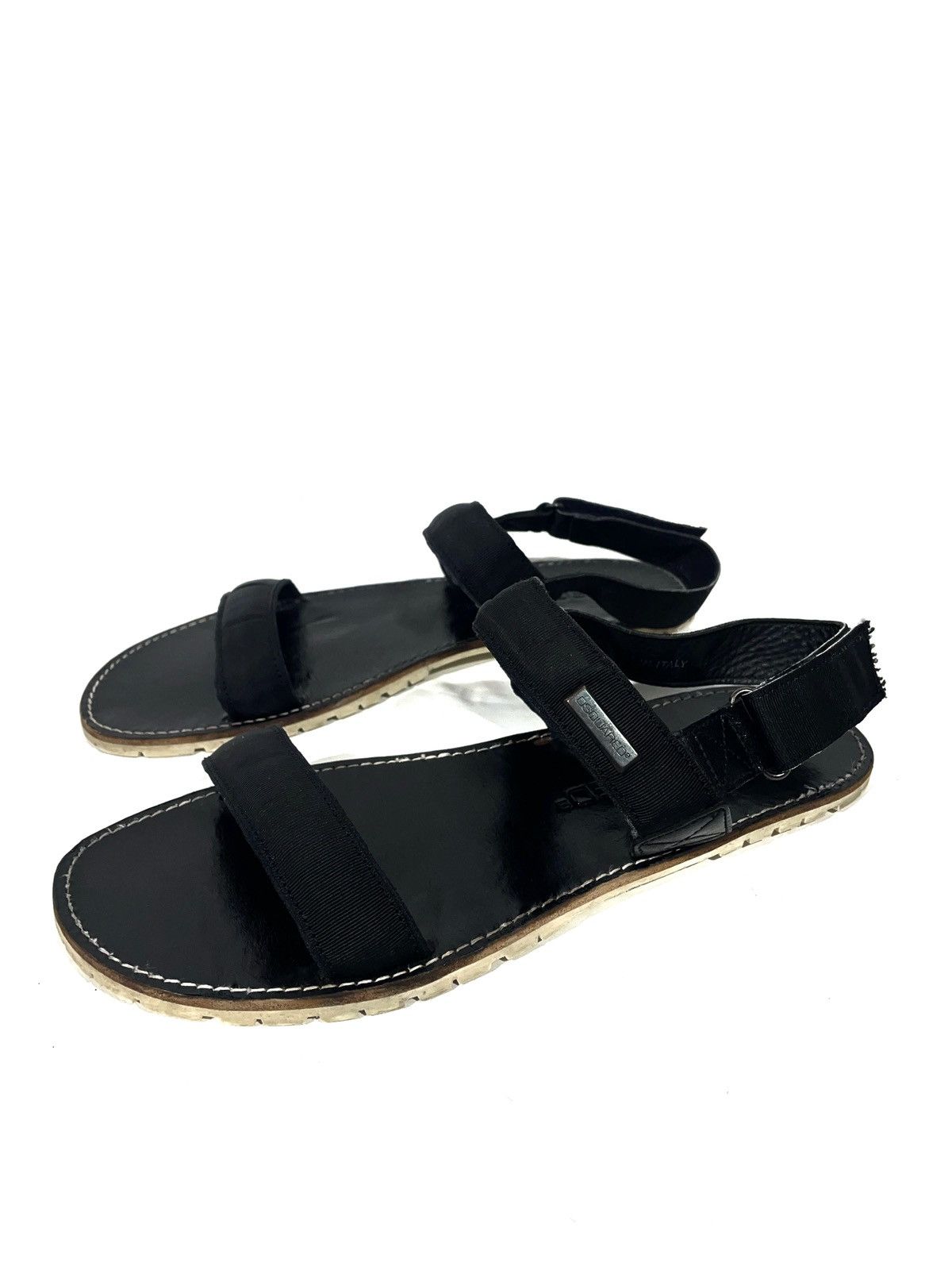 Dsquared2 Men Black Leather Dsquared2 Sandals Made In Italy Size 42 Size US 9 / EU 42 - 1 Thumbnail