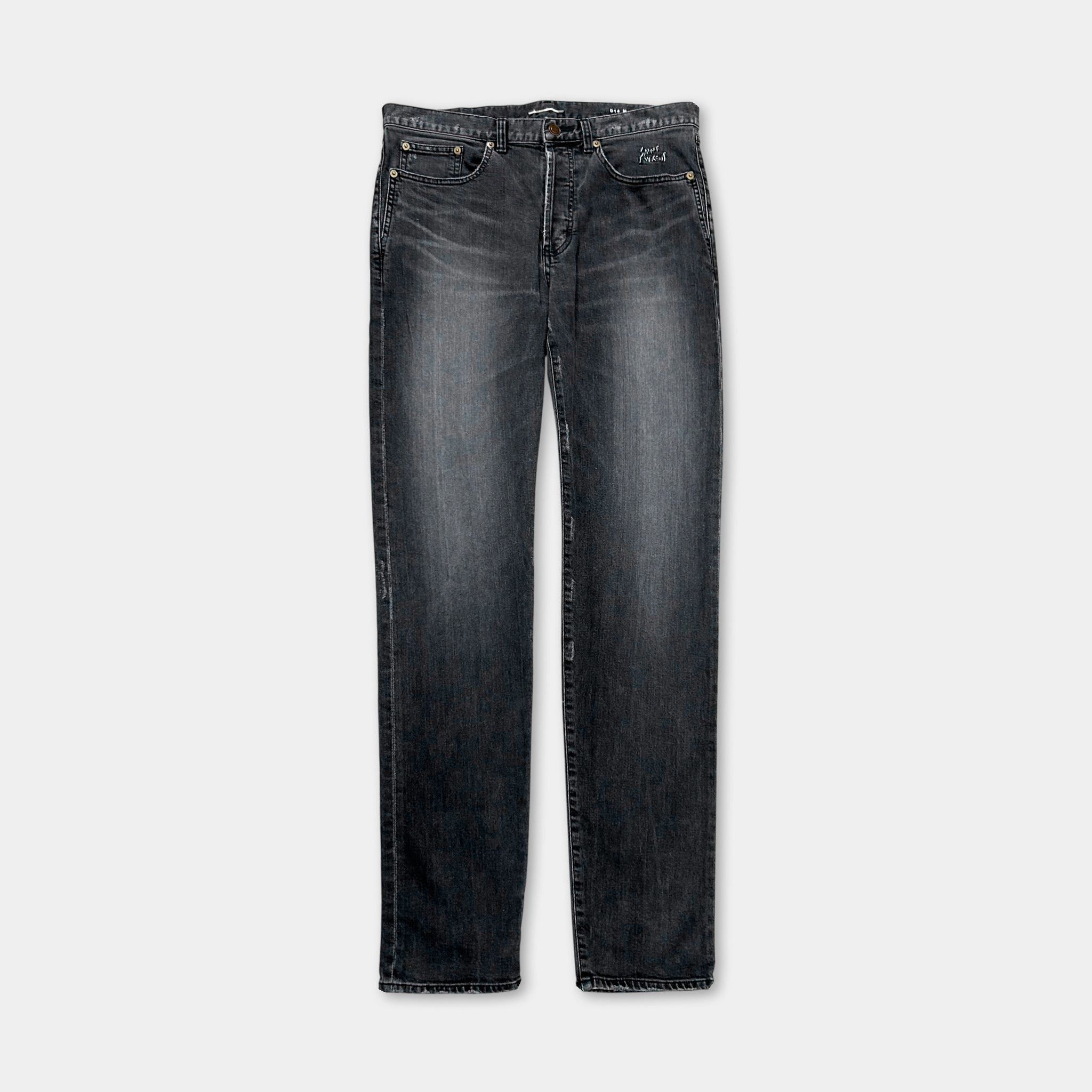 Saint Laurent Paris Saint Laurent D14 2017 Classic Embroidered Black Grey Skinny Size US 31 - 1 Thumbnail