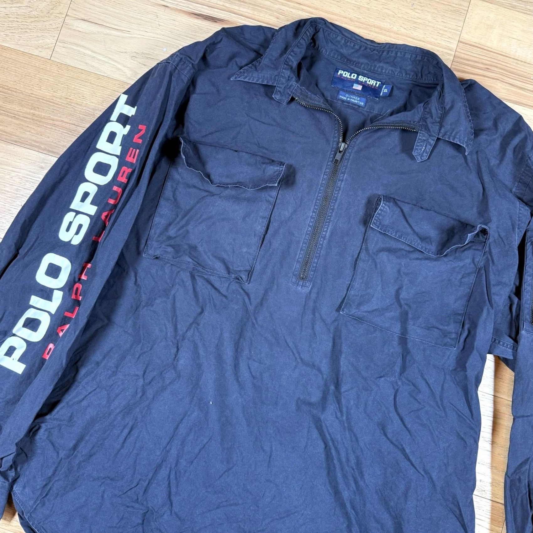 Ralph Lauren VINTAGE Ralph Lauren Polo Sport Shacket Jacket XL Blue Gunner Shirt Mens XL Zip Cotton Sports 90s Size US XL / EU 56 / 4 - 2 Thumbnail