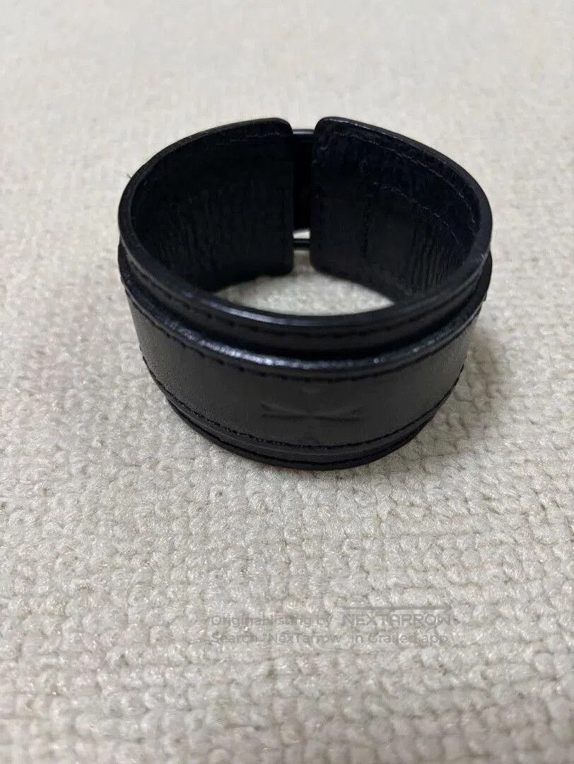 Bape black leather adjustable wristband with logo. Size ONE SIZE - 3 Thumbnail