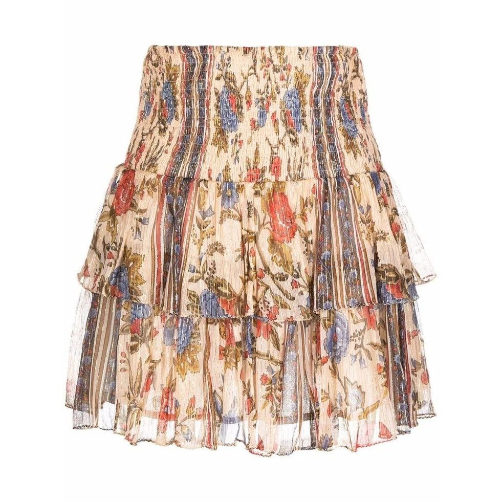 Anthropologie New Anthropologie MES DEMOISELLES Floral Tiered Mini Skirt Size 27" / US 4 / IT 40 - 2 Thumbnail