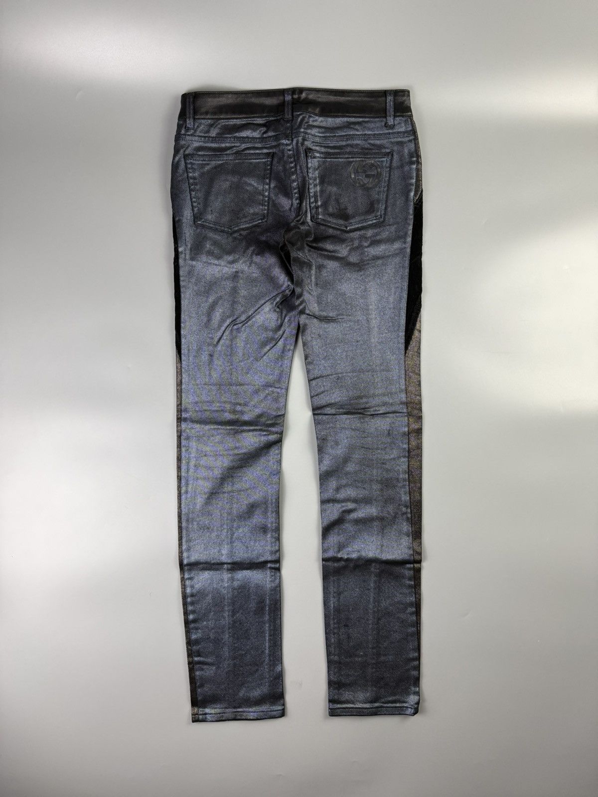 Gucci Gucci 2009 Metallic Blue Corduroy Panel Pants Size 30" / US 8 / IT 44 - 2 Thumbnail