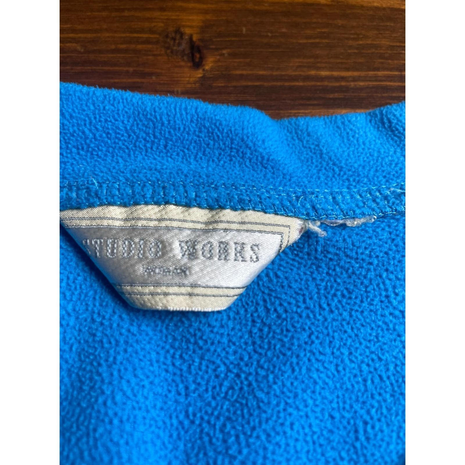 Vintage Studio Works Sweater Women's XL Blue Fleece Pullover V-Neck Casual Knit Size XL / US 12-14 / IT 48-50 - 6 Thumbnail