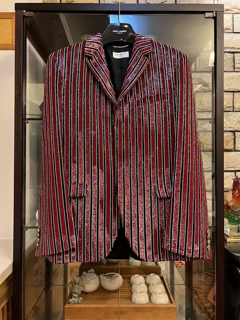 Saint Laurent Paris Saint Laurent Paris Black and red striped suit jacket-2506 Size US S / EU 44-46 / 1 - 1 Thumbnail