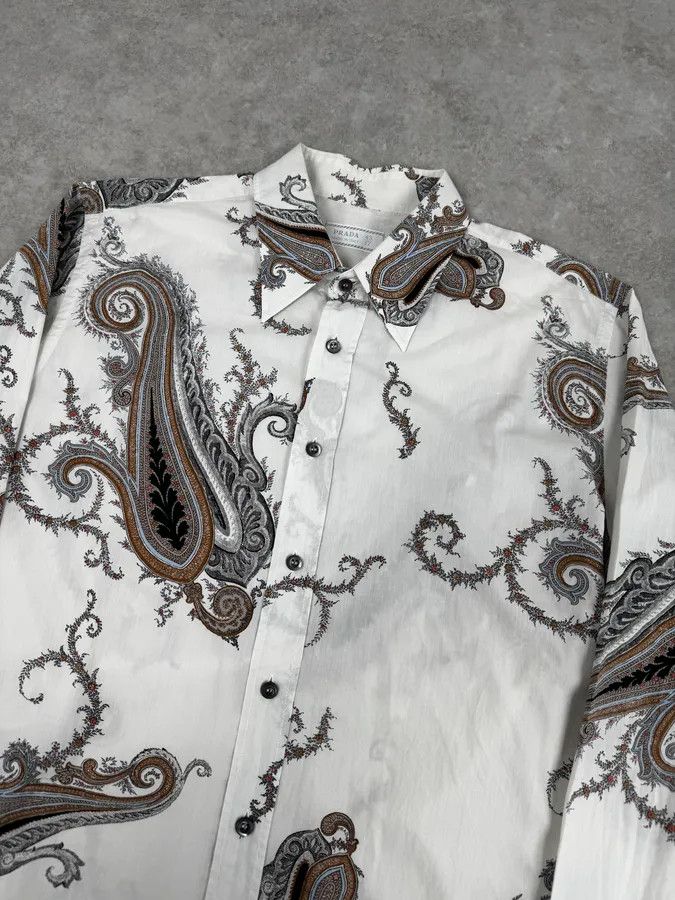 Prada 2000s Prada White Paisley Pattern Light Shirt Size US M / EU 48-50 / 2 - 5 Thumbnail