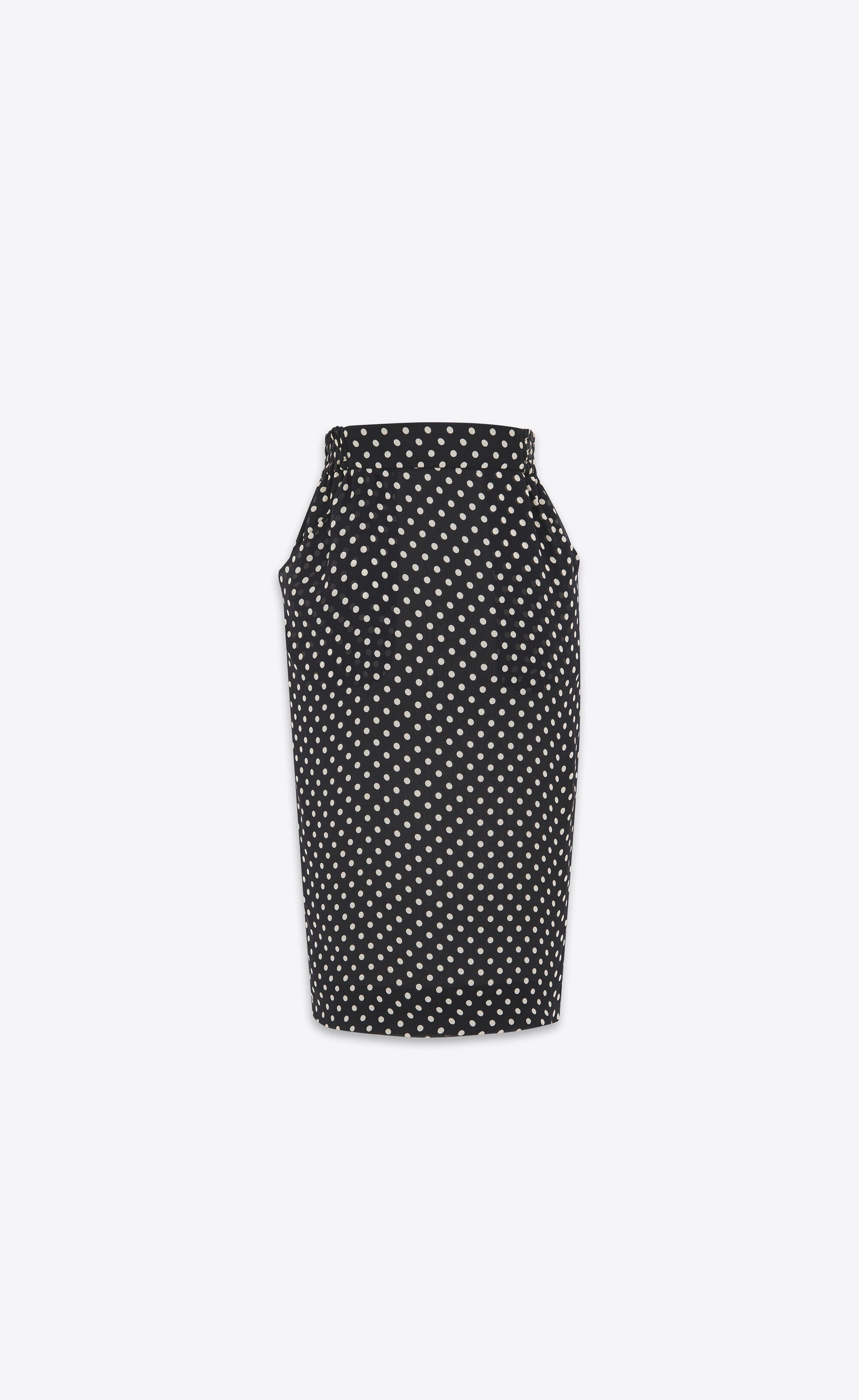 Saint Laurent Paris o1b1hav110525 777267 Pencil Skirt in Dotted Silk Charmeuse Size 27" / US 4 / IT 40 - 1 Thumbnail